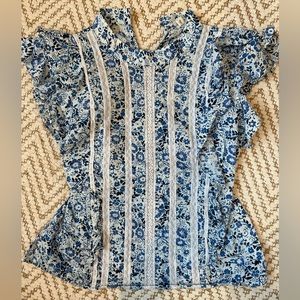 Veronica Beard Printed Mock Neck Blouse; Size 4